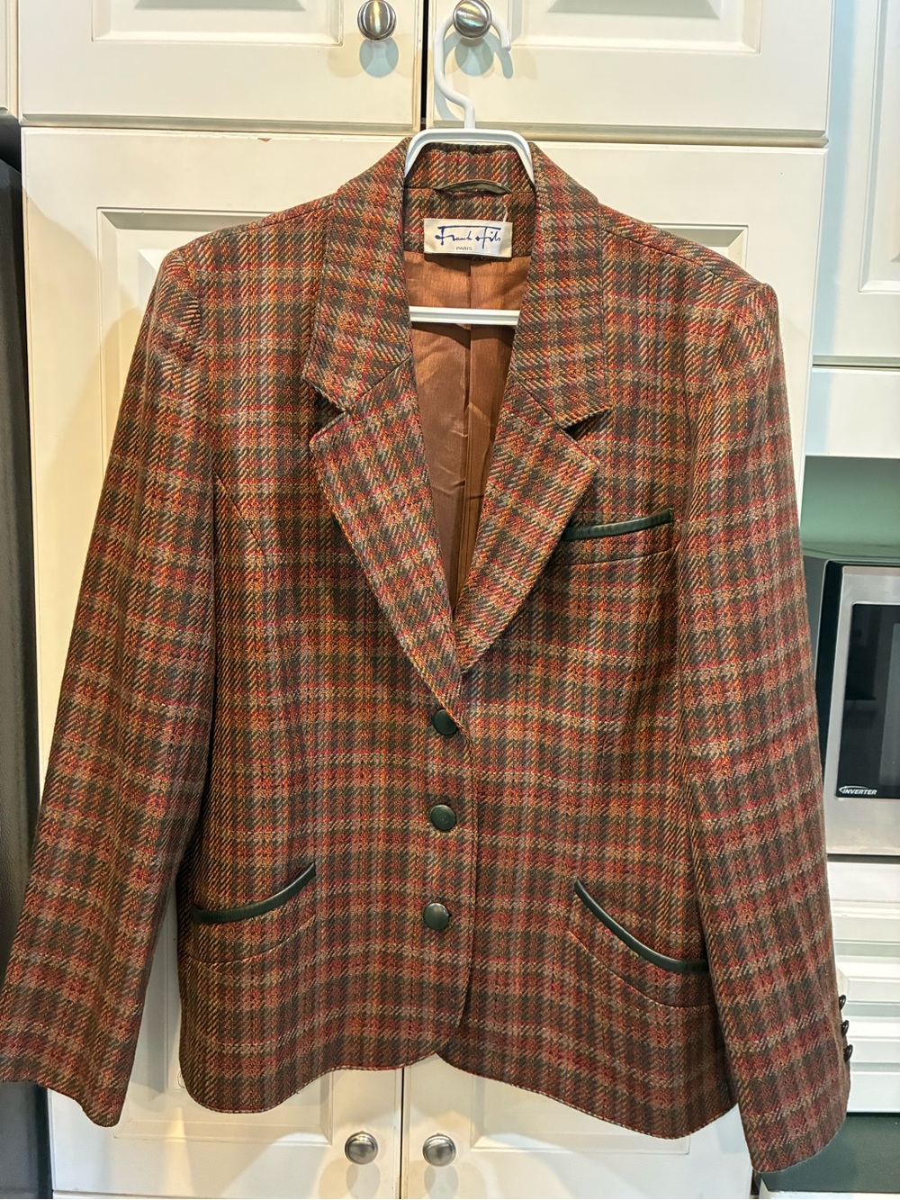 Frank & fils Paris Multicolor Plaid Wool-Blend Blazer with Green Trim